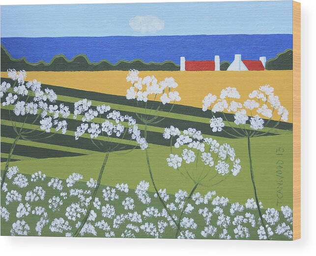 Landscape Wood Print featuring the painting Denmark 4 by Trudie Canwood