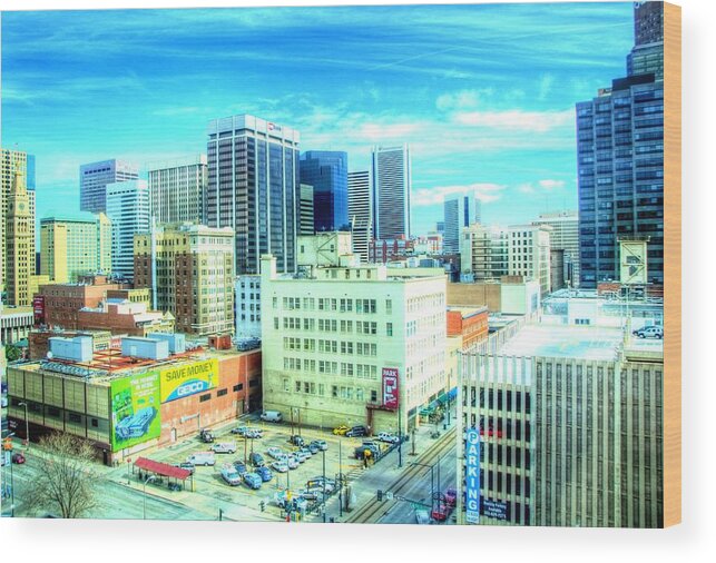Hdr Wood Print featuring the photograph Denver Parking Lot by Jerry Sodorff