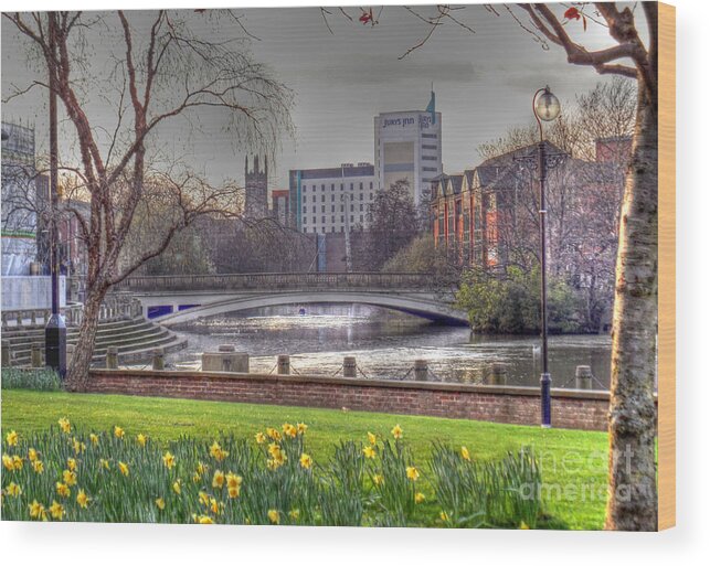Derby Wood Print featuring the photograph Derby and the River Derwent by Rod Jones