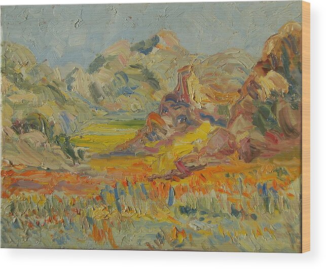 Desert Flowers Wood Print featuring the painting Desert Flowers by Thomas Bertram POOLE