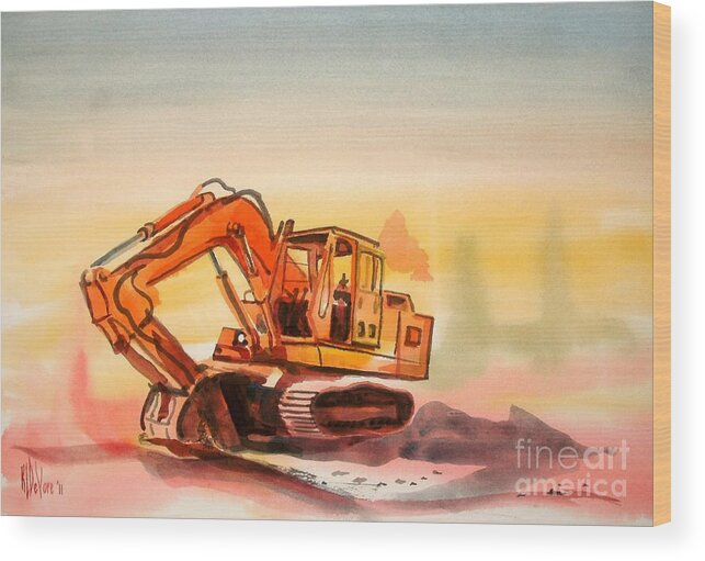 Dozer In Watercolor Wood Print featuring the painting Dozer in Watercolor by Kip DeVore