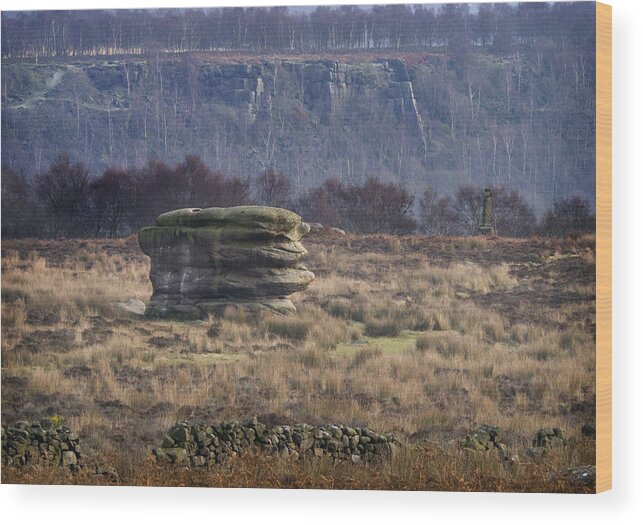 Peak District Wood Print featuring the photograph Eagle Stone Baslow Moor by Jerry Daniel