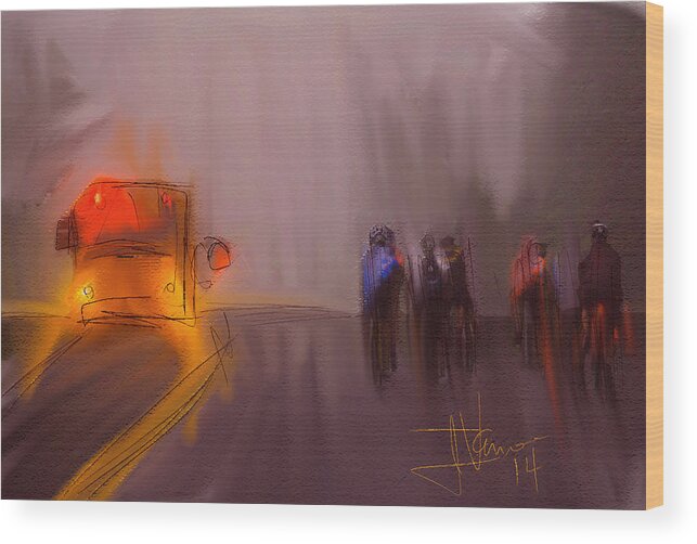 Bicyclists Wood Print featuring the digital art Early Morning Ride by Jim Vance