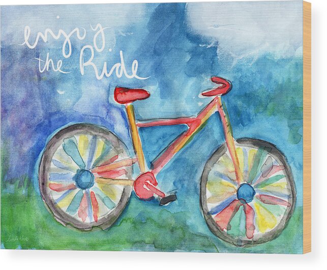 Bike Wood Print featuring the painting Enjoy The Ride- Colorful Bike Painting by Linda Woods