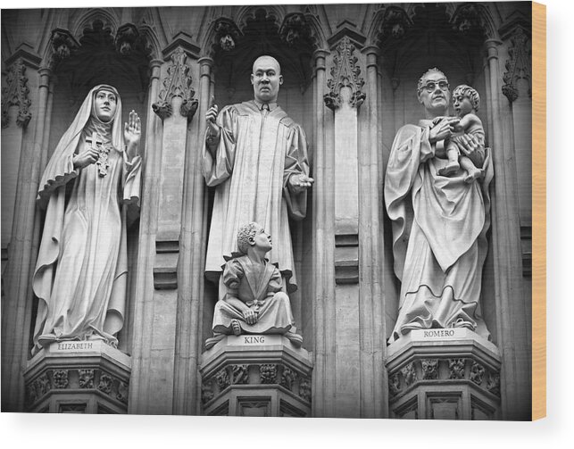 Mlk Wood Print featuring the photograph Faithful Witnesses -- Martin Luther King Jr Remembered With Bishop Romero and Duchess Elizabeth by Stephen Stookey