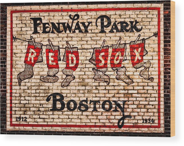 Fenway Park Boston Redsox Sign Wood Print featuring the photograph Fenway Park Boston Redsox Sign by Bill Cannon