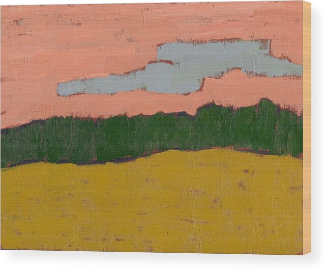 Field Wood Print featuring the painting Field at Sunset by David Dossett