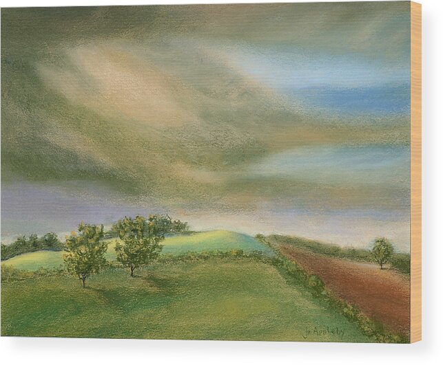 Fields Wood Print featuring the painting Fields in the sun by Jo Appleby