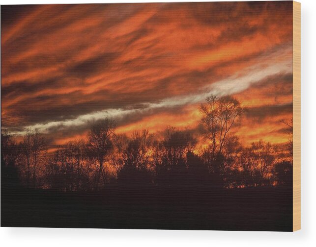 Sunsets Wood Print featuring the photograph Fiery Sky by Rodney Lee Williams