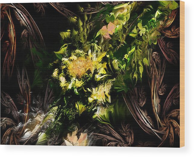 Fine Art Wood Print featuring the digital art Floral Expression 020215 by David Lane