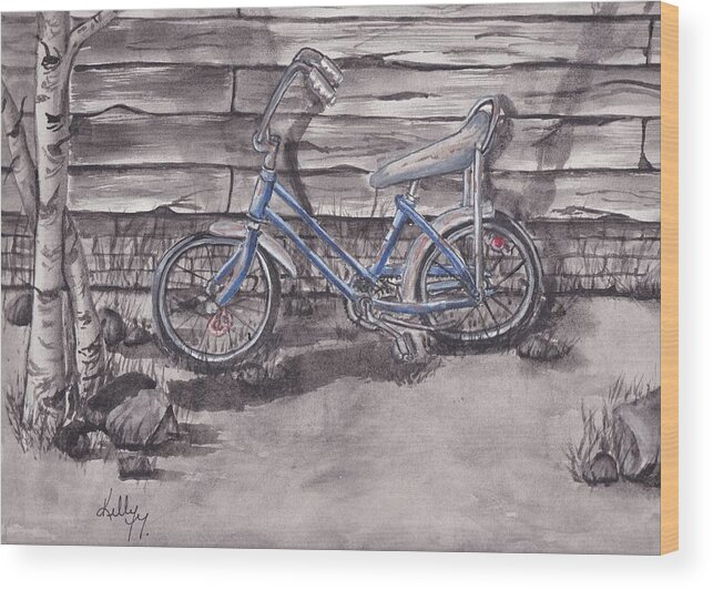Bike Wood Print featuring the painting Forgotten Banana Seat Bike by Kelly Mills