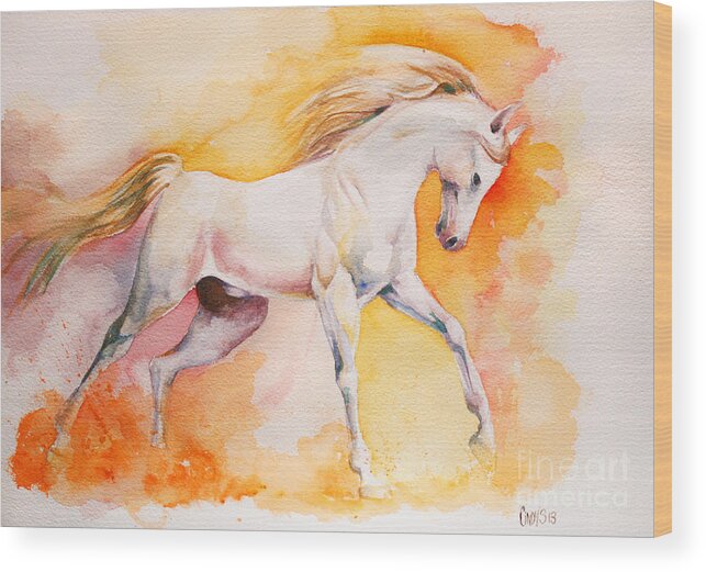 Horse Wood Print featuring the painting Freedom by Tamer and Cindy Elsharouni