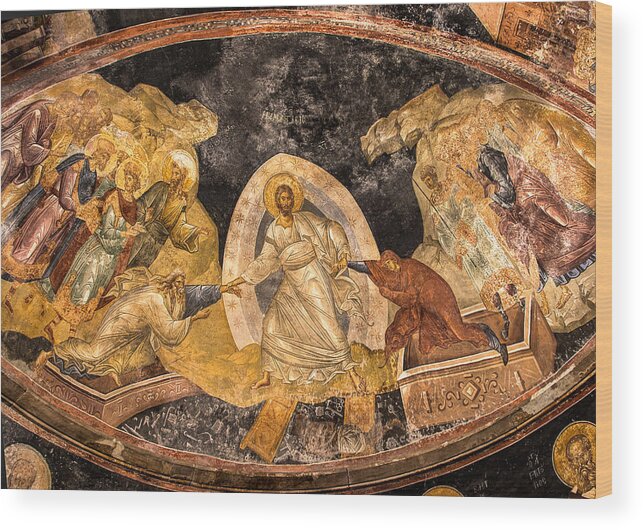 Church Of The Holy Saviour In Chora Wood Print featuring the photograph Fresco in Chora Church in Istanbul by Marion McCristall