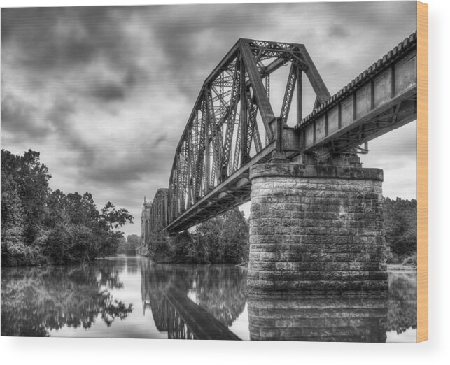 Bridge Wood Print featuring the photograph Frisco Bridge in Monochrome by James Barber