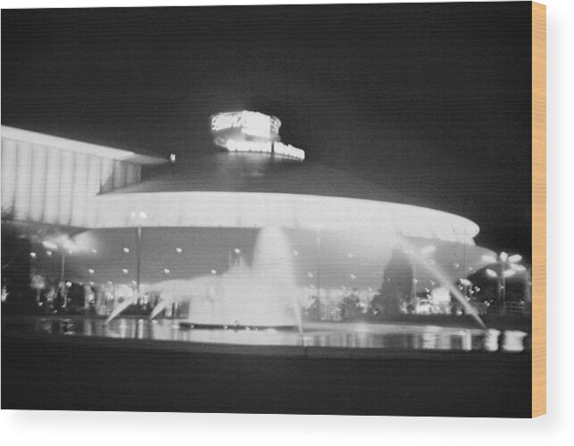 Architecture Wood Print featuring the photograph G M Fountains and Future by John Schneider