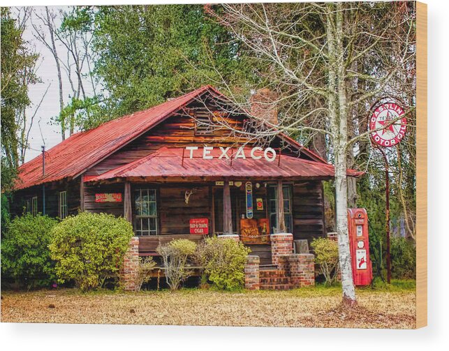 Gas Station Wood Print featuring the photograph Gas Station 1 by Dawn Eshelman