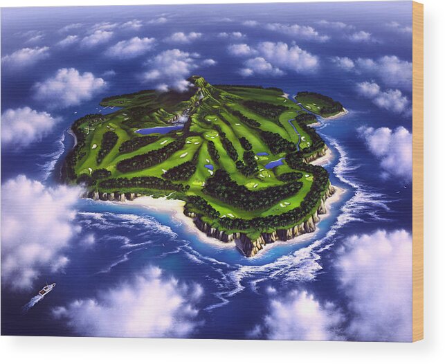 Golf Wood Print featuring the painting Golfer's Paradise by Jerry LoFaro