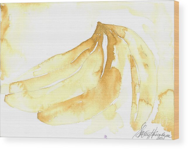 Bananas Wood Print featuring the painting Gone Bananas 3 by Sherry Harradence