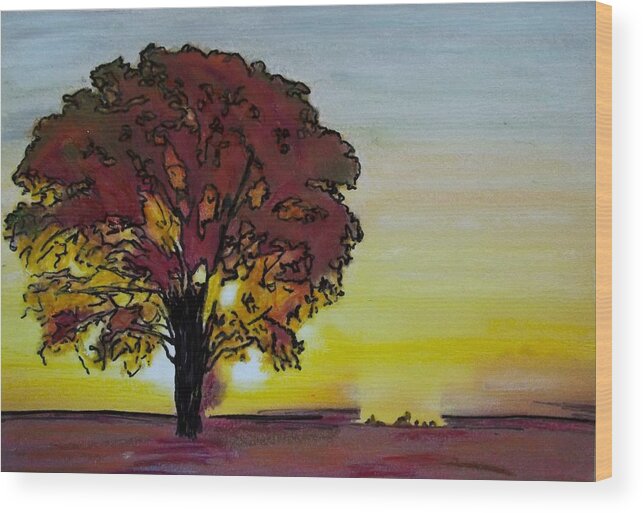 Oak Wood Print featuring the painting Good morning    by Cara Frafjord