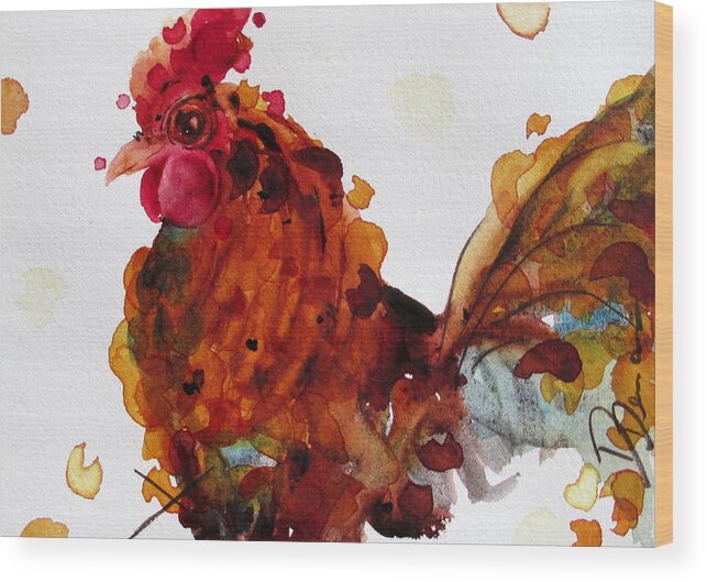 Rooster Wood Print featuring the painting Good Morning by Dawn Derman