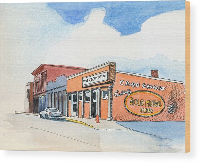 Gosport Indiana. Wood Print featuring the painting Gosport Indiana 1 by Katherine Miller