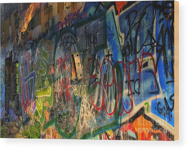 Graffiti Wood Print featuring the photograph Graffiti Blues by Terry Rowe