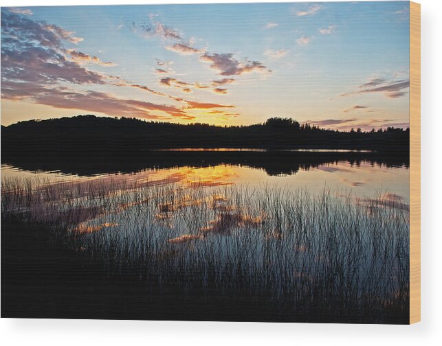 Sunset Over Grand Sable Lake In The Pictured Rocks National Lskeshore. Wood Print featuring the photograph Grand Sable Lake Sunset by Gary McCormick