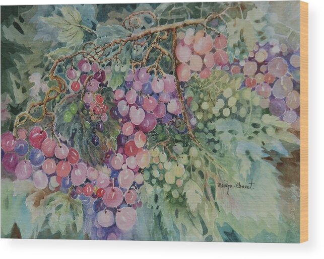 Grapes Wood Print featuring the painting Grapes Galore by Marilyn Clement