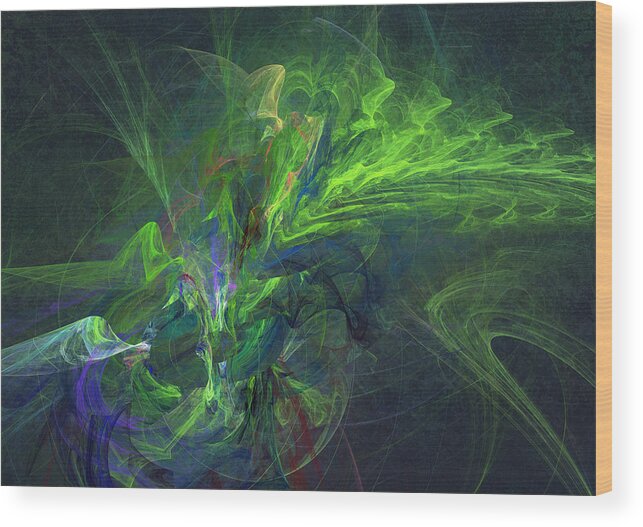 Abstract Wood Print featuring the digital art Green metamorphosis by Martin Capek