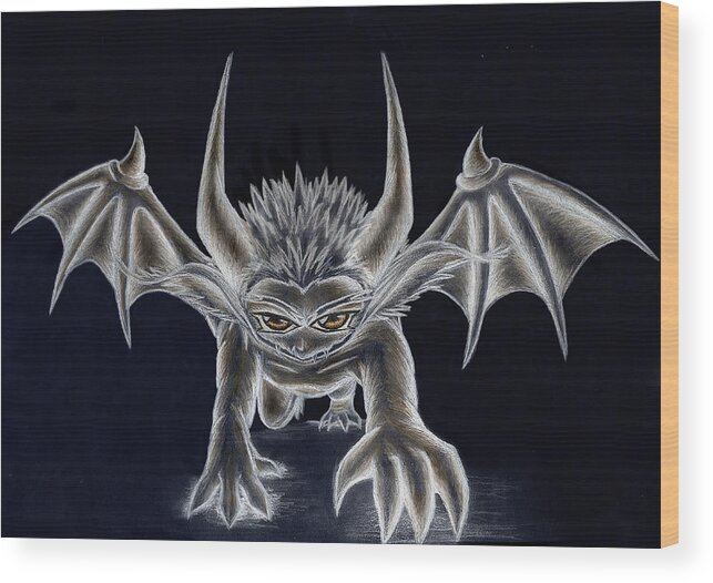 Demon Wood Print featuring the painting Grevil Inverted by Shawn Dall