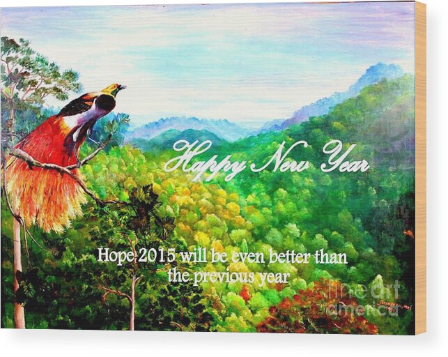 Happy Wood Print featuring the painting Happy New Year by Jason Sentuf