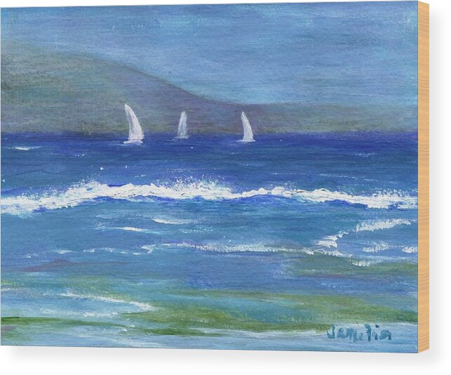 Sailboats Wood Print featuring the painting Hawaiian Sail by Jamie Frier