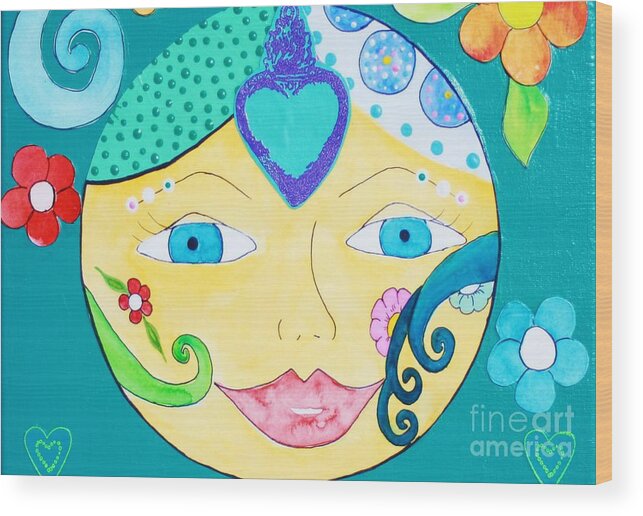 Sun Wood Print featuring the painting Heart Sun by Melinda Etzold