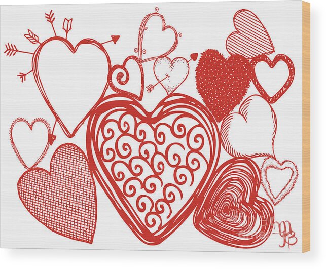 Heart Wood Print featuring the digital art Hearts Collage by Mindy Bench