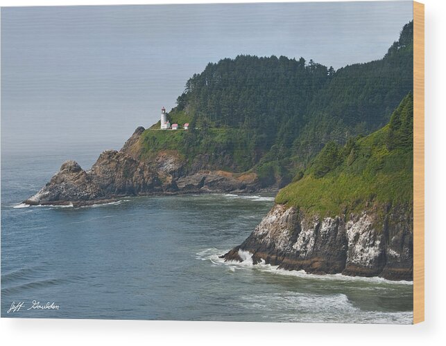 Architecture Wood Print featuring the photograph Heceta Head Overlooking the Pacific Ocean by Jeff Goulden