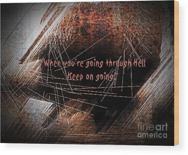 Text Wood Print featuring the digital art Hell Text by Dee Flouton