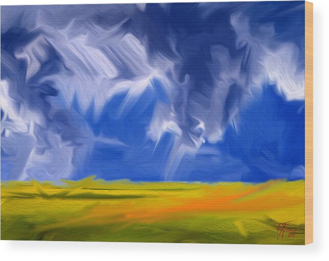 Digital Art Wood Print featuring the digital art Here comes the storm by Vincent Franco