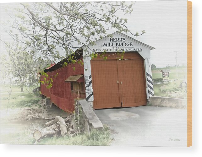 Covered Bridges Wood Print featuring the photograph Herr's Mill Historic Bridge by Dyle  Warren