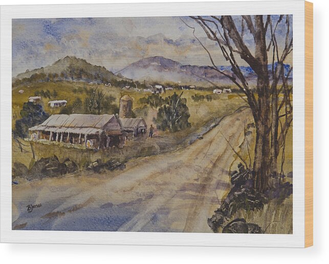 Farm Wood Print featuring the painting Hillside Farms by Barry Jones