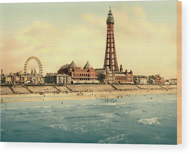 1905 Wood Print featuring the photograph Historic Image of Blackpool England 1905 by Mountain Dreams
