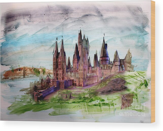Hogwarts Wood Print featuring the mixed media Hogwarts by Roger Lighterness