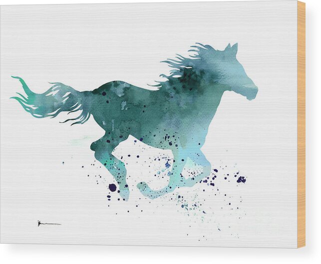 Horse Silhouette Watercolor Art Print Painting Wood Print By Joanna Szmerdt