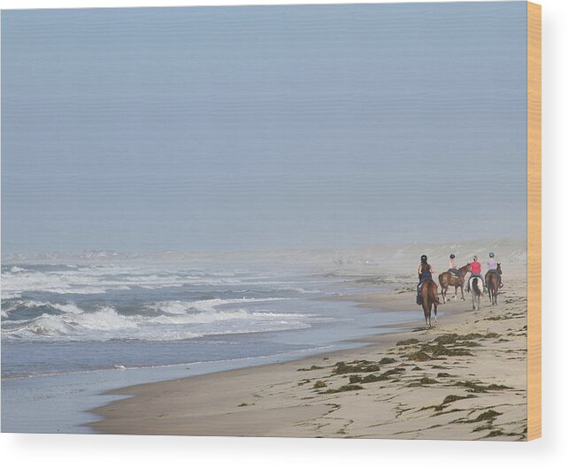 Horse Wood Print featuring the photograph Horses at Frisco Beach by Cathy Lindsey