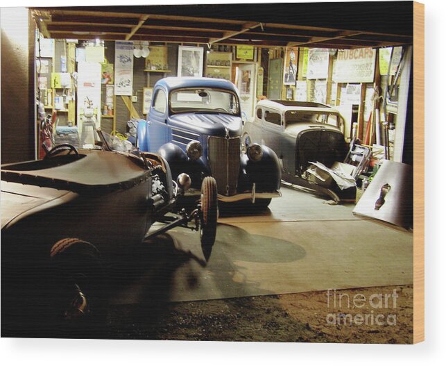 Hot Rod Garage Wood Print featuring the photograph Hot Rod Garage by Alan Johnson