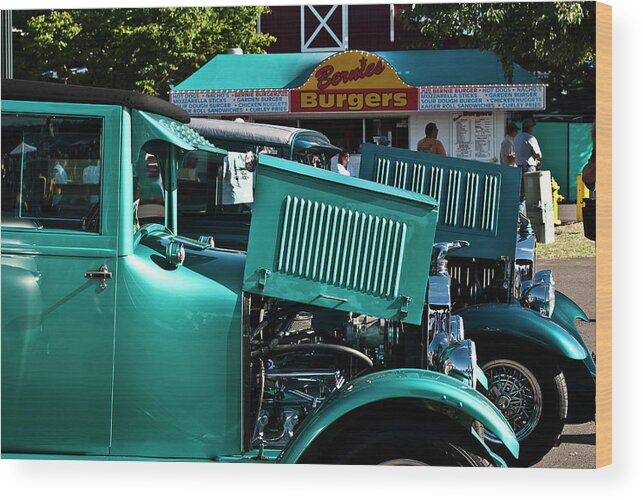 Car Wood Print featuring the photograph Hot Rods and Burgers by Ron Roberts