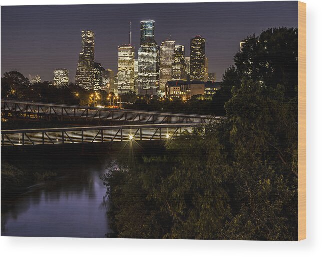 Houston Wood Print featuring the photograph Houston Texas Skyline by John McGraw