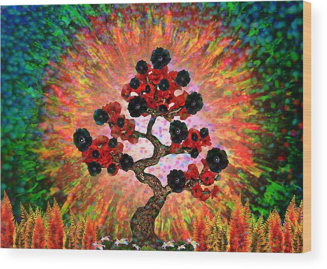 Hippie Wood Print featuring the mixed media Hug A Tree by Ally White