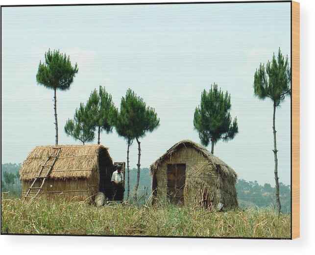 Landscape Wood Print featuring the photograph Huts by Bliss Of Art