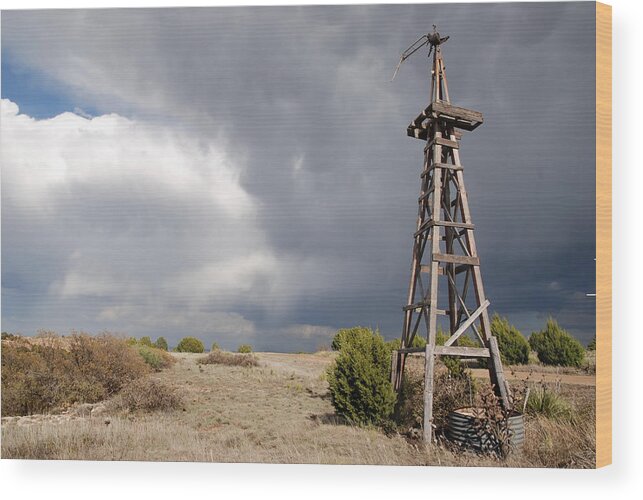 Abandoned Wood Print featuring the photograph Incoming Storm on the High Plains Horizontal by Melany Sarafis