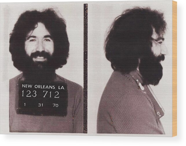 Jerry Wood Print featuring the photograph Jerry Garcia Mugshot by Digital Reproductions